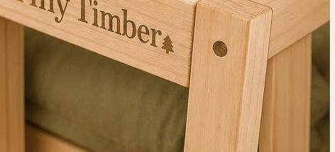Tiny Timber engraved detail on solid wood